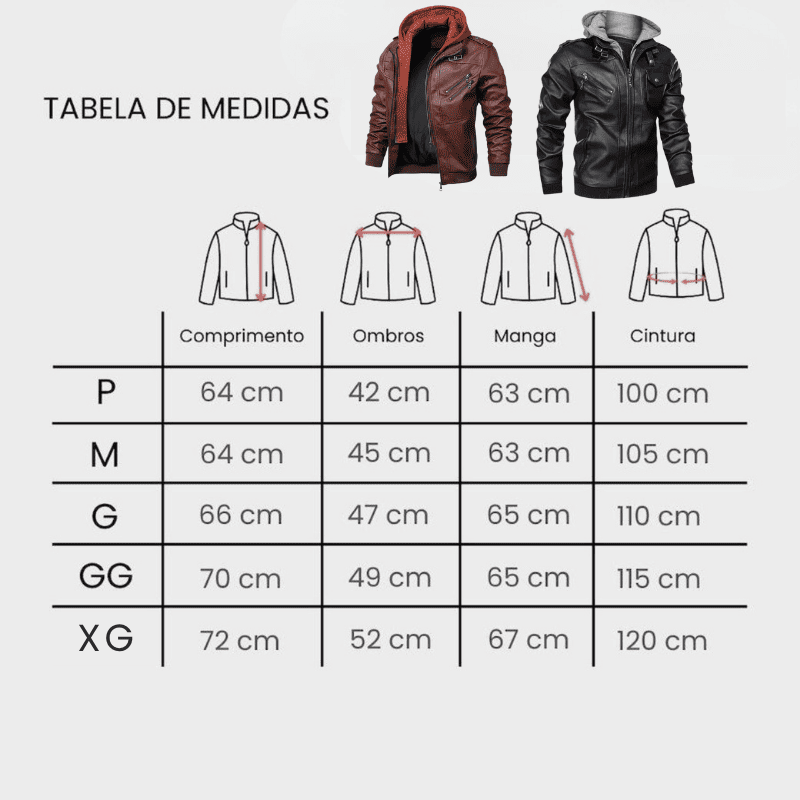 Jaqueta de Couro Masculina com Capuz Removivel