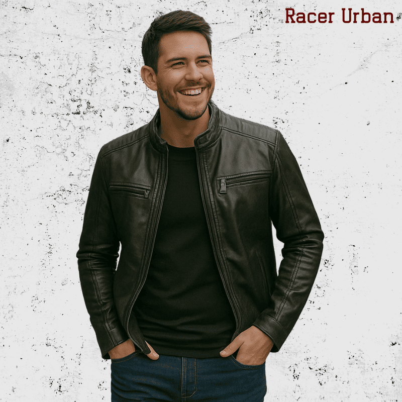 Jaqueta de Couro Masculina - Racer Urban