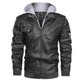 Jaqueta de Couro Masculina com Capuz Removivel