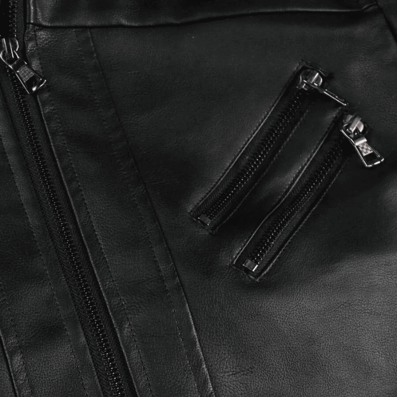 Jaqueta de Couro Masculina com Capuz Removivel